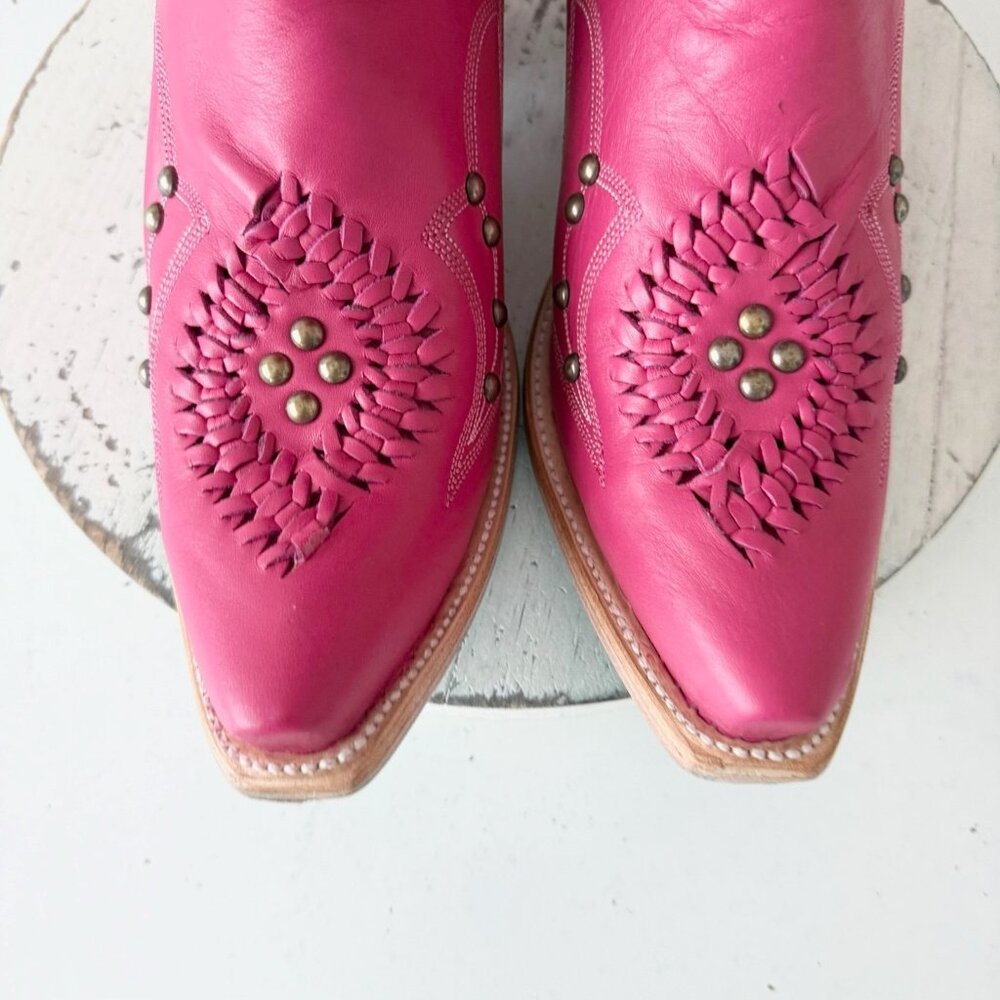 Lane COSSETTE Hot Pink Cowboy Boots Western Tall Snip Toe Size 9.5 - Picture 6 of 14